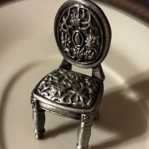 Miniature Silver Ornate Chair